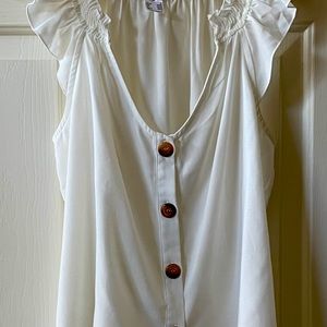 White pleated sleeveless